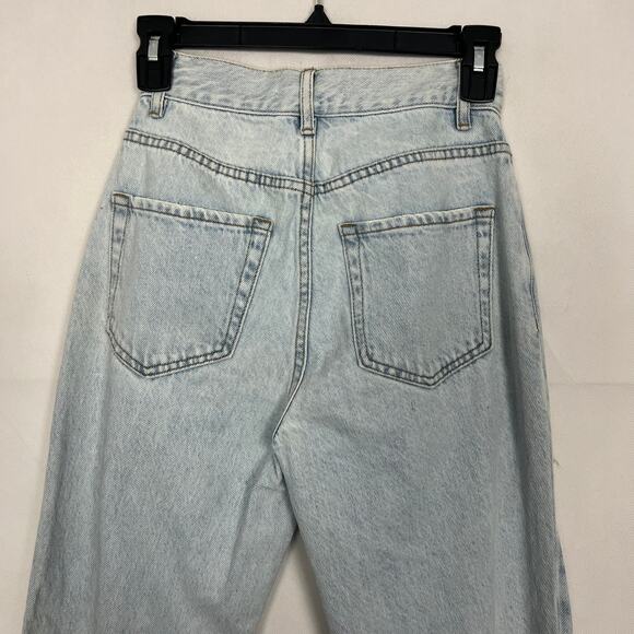 PacSun High Rise Straight Jeans Size 23 Distressed Light Wash Raw Hem - Picture 6 of 10
